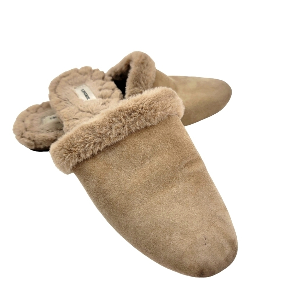 Birdies The Songbird Biscotti Faux Fur Suede Slide Slippers Women’s Size 9.5